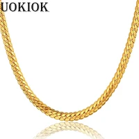 dropshipping vintage punk flat snake chain link necklace 5 sizes gold color neck chains for menwomen jewelry wholesale ketting