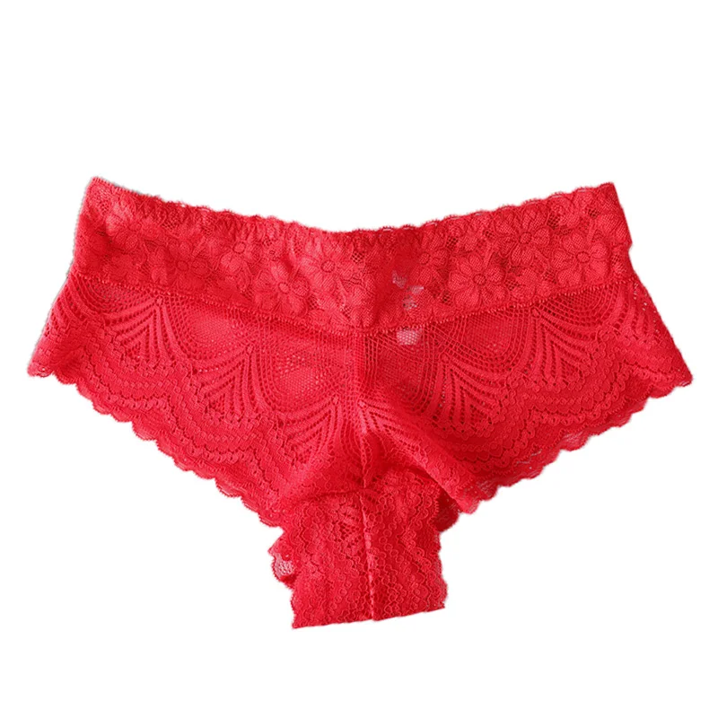 red Сексуальные женские трусики, женское мягкое кружевное нижнее белье, Прозрачное нижнее белье, открытые женские трусы - Цвет: red