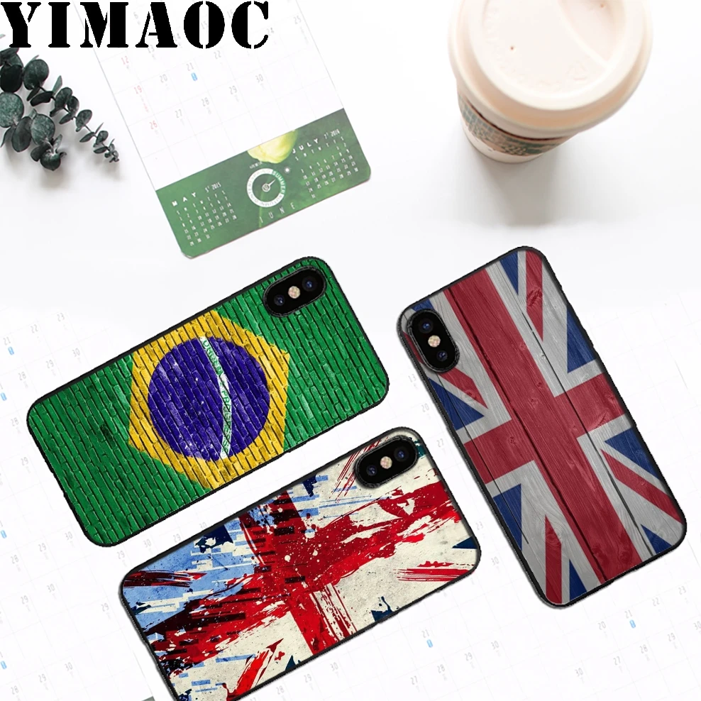 YIMAOC London Brazil Canada Flag Soft Silicone Case for iPhone 11 Pro Xr Xs Max X or 10 8 7 6 6S Plus 5 5S SE |