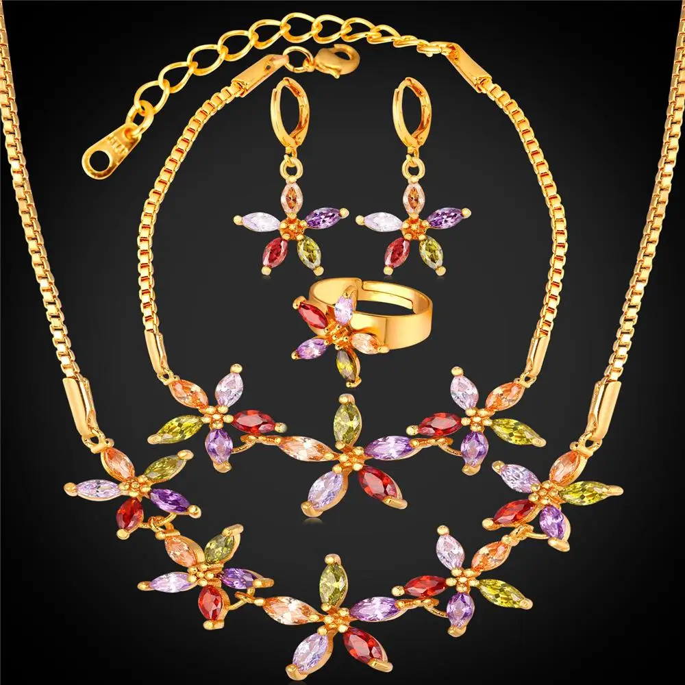 Женский Свадебный комплект из колье и серёг с фианитом|jewelry sets for women|cubic zirconia jewelry
