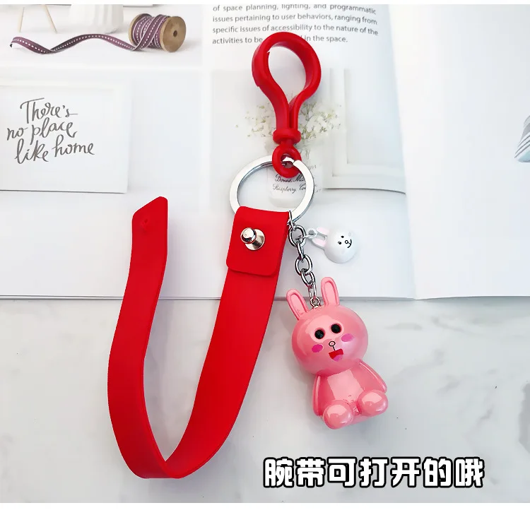 Newest Cute Anime Keychain Cartoon Bear Key Chain for Car Keys Soft Lovers Ring Women Holder Bag Pendant Girls Gift | Украшения и