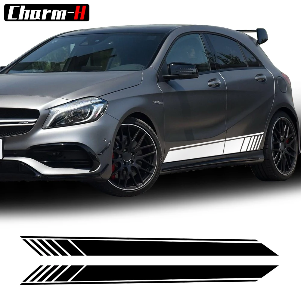 Новинка 2018 1 стиль Виниловая наклейка в полоску с боковой юбкой для Mercedes Benz W176 A Class