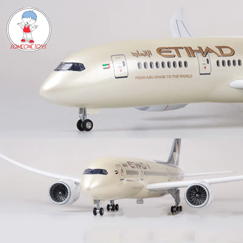 1/130 масштаб 43 см самолет Boeing B787 Dreamliner ETIHAD Модель самолетов W свет и колеса литая