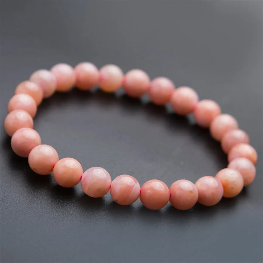 Wholesale Genuine Pink Natural Stone Bracelets Women Femme Stretch Healing Crystal Round Bead Opal Bracelet | Украшения и