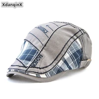 xdanqinx trend fashion womens cotton berets color stitching hip hop cap adjustable size mens tongue caps 2019 new couple hats