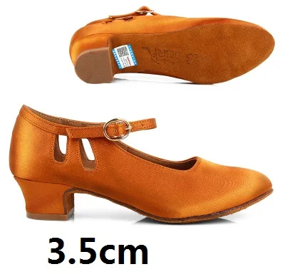 Brown 3.5cm Женская Обувь для бальных и латиноамериканских танцев, Детская/взрослая Современная обувь, Вальс Танго танцевальные туфли, Каблук 3,5/1,5 см VA30 - Цвет: Brown 3.5cm