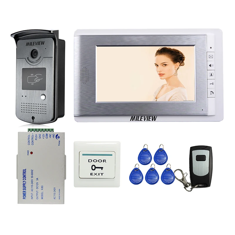 MILEVIEW 7 &quotlcd цветной видеодомофон домофон система доступа + rfid карта камера пульт