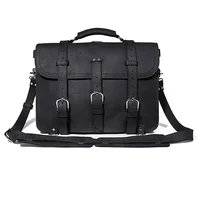 100% Crazy Horse Leather Men's Messenger Bag Full Grain Leather Business Briefcases Travel Bag Pack