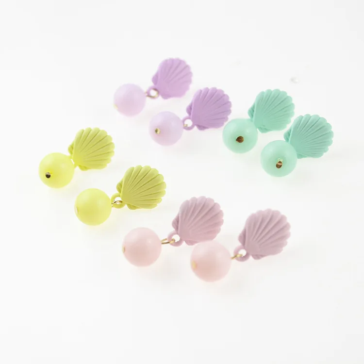 candy colored shell stud earrings for women pendientes oorbellen boucle d'oreille femme 2017 aretes orecchini | Украшения и