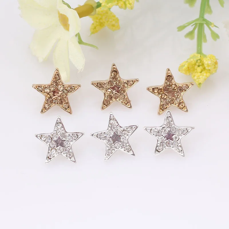 Блестящая форма пентаграммы Кристальные Стразы металлические пуговицы для