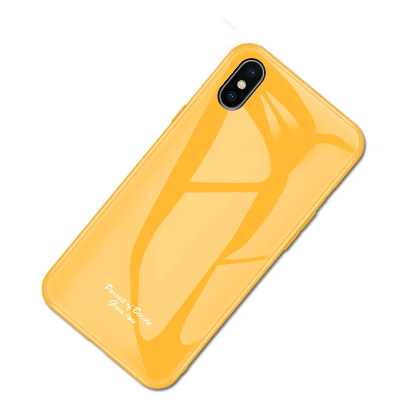 Роскошные Карамельный цвет Закаленное стекло чехол для iPhone X XS MAX XR
