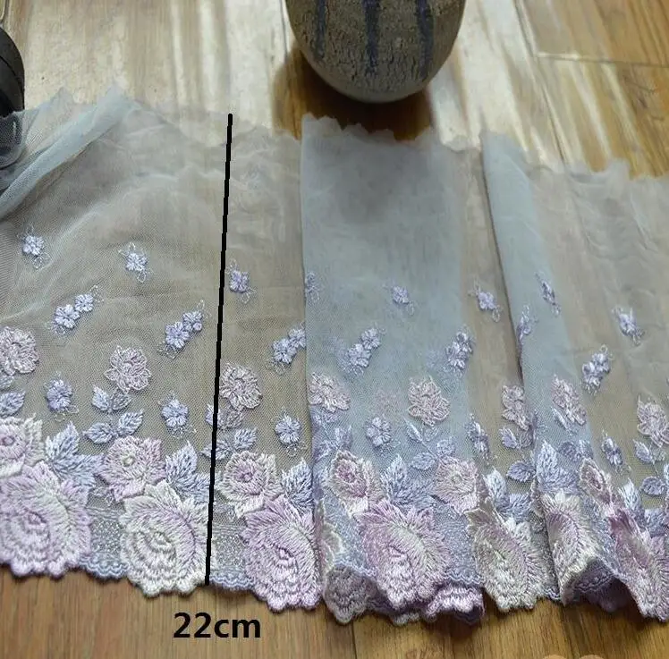 5 метров оптовая продажа изящные фиолетовые кружевные тюлевые ткани с цветочной