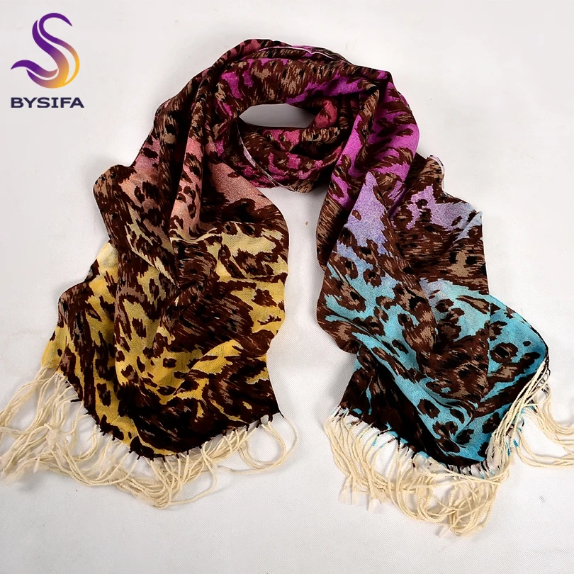 Женский зимний шарф с леопардовым принтом 100% шерсть 182x67 см|shawl with tassel|scarf shawlladies