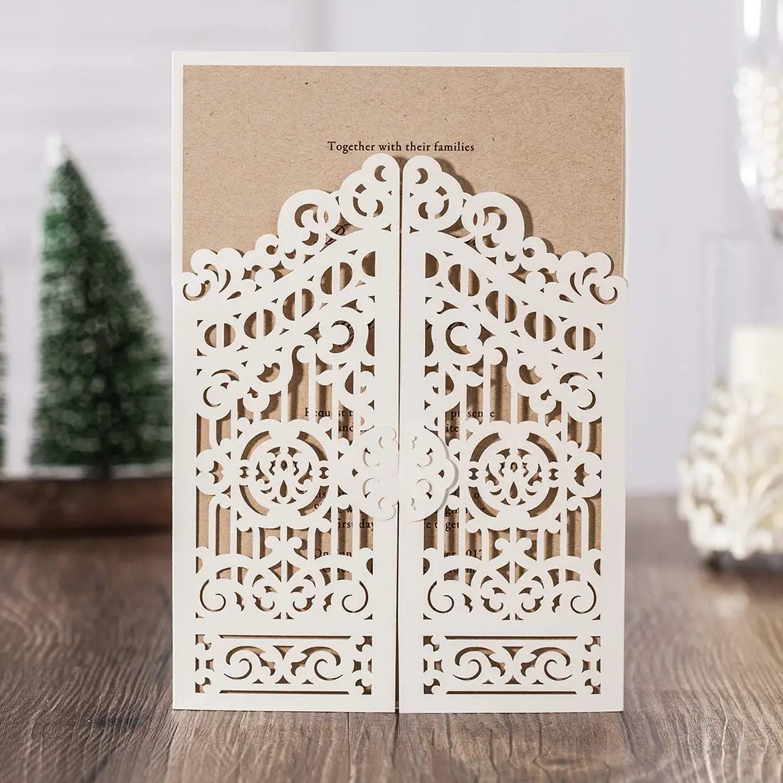 

White Laser Cut Wedding Invitations Card 50pcs, Fold Gate Blank Birthday Gift Greeting Invitation Post Card Party Favors