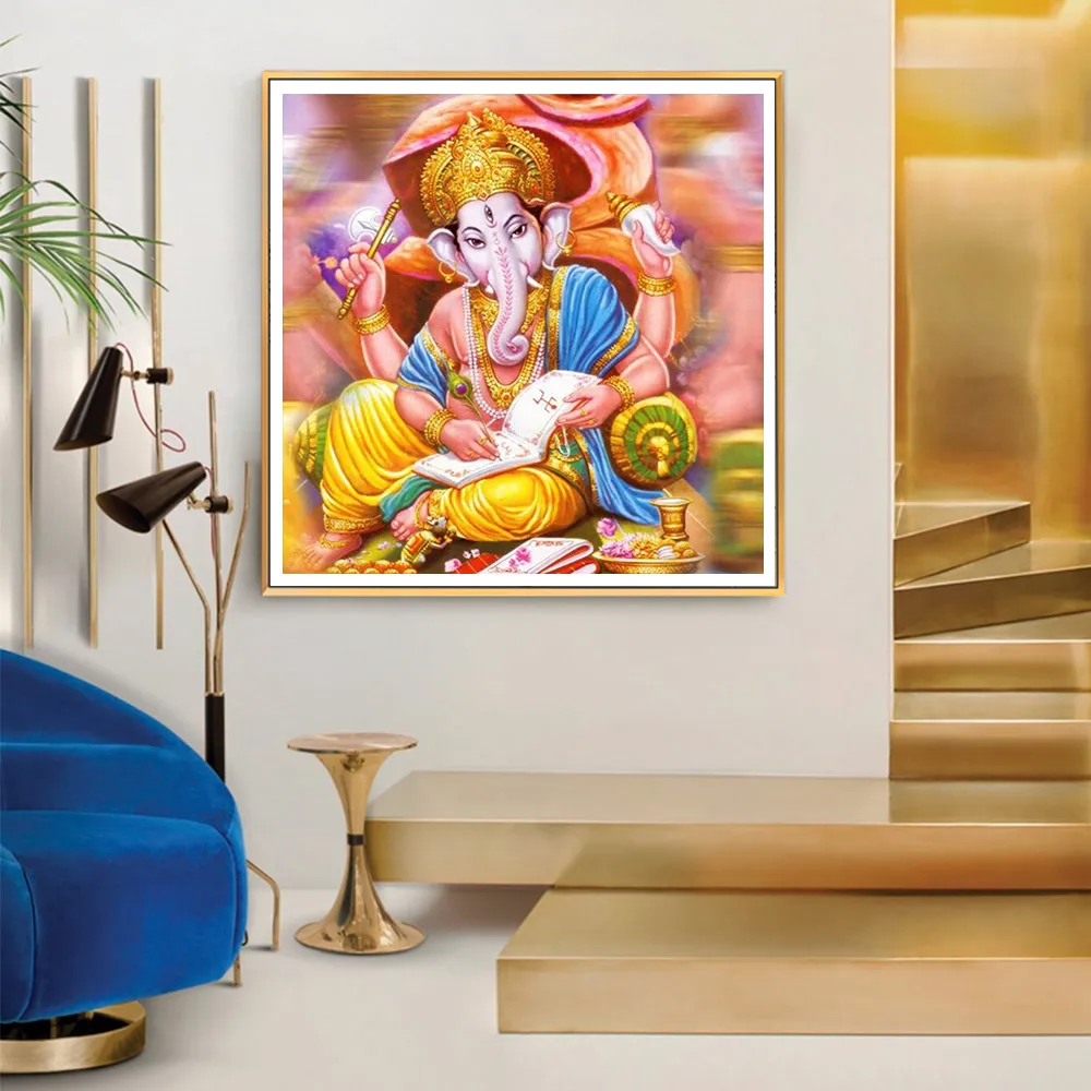Ganesha Алмазная картина полный круглый индийский религиозный портрет новинка
