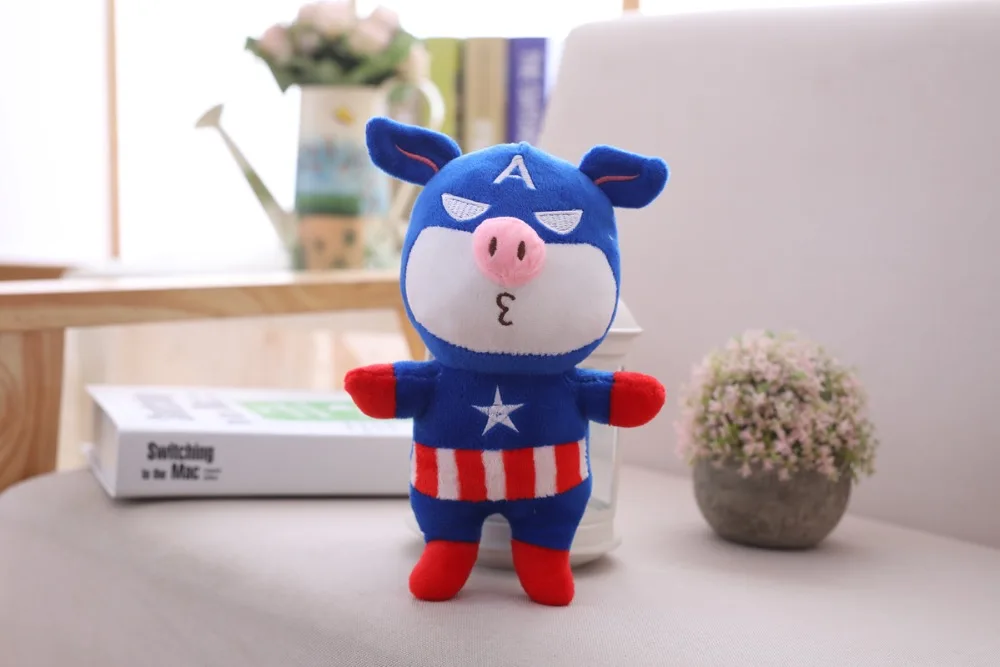 Kawaii Marvel Pig Avengers Piglet супергерой мини кукла стежка Мягкий брелок Подвеска на рюкзак
