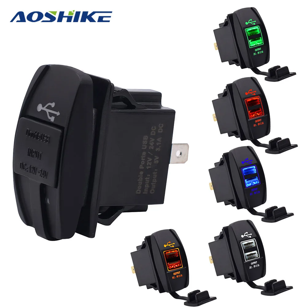 AOSHIKE автомобильное зарядное устройство с двойным USB интерфейсом 5 в 2 1 А