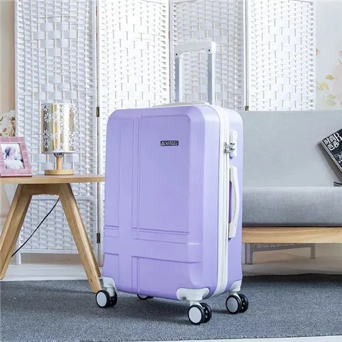 1 pcs luggage KLQDZMS в британском стиле; стильная одежда; партия из 20/24 дюйма Комплект багажных сумок на колесиках с Сумки из натуральной кожи женская тележка, масштабных дорожных чемоданов с косметичкой колеса - Цвет: 1 pcs luggage