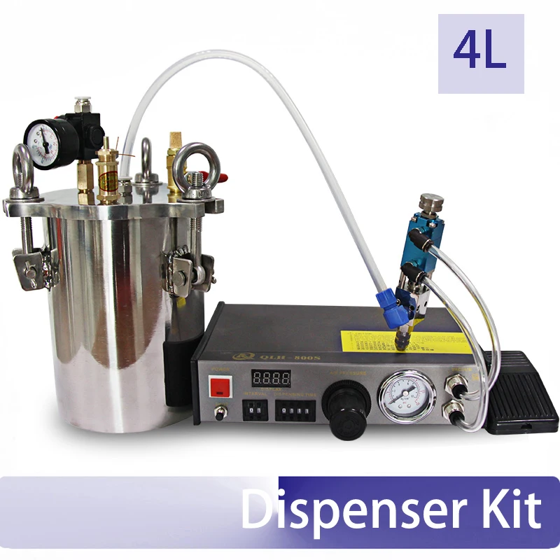 

Dispensing valve kit, Silicone dispenser valve + 4L Pressure bucket +Automatic digital Precision glue machine dispenser
