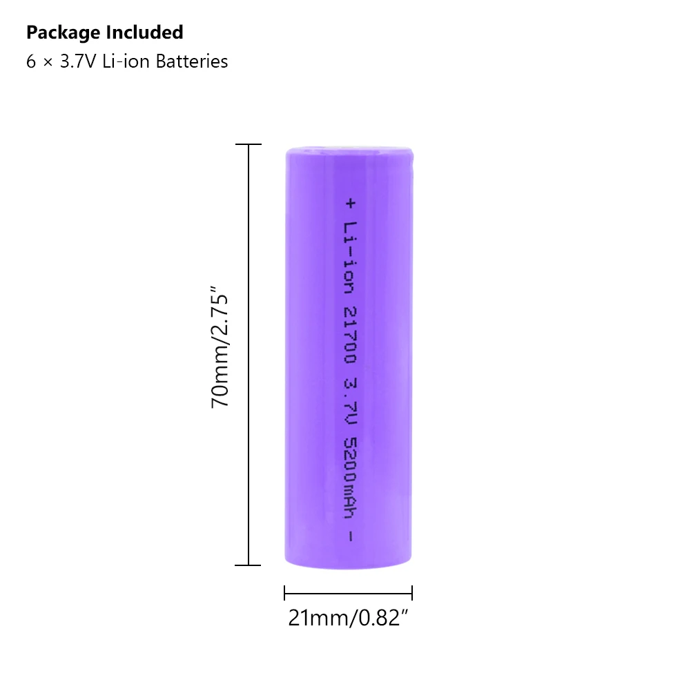 6/8/10 шт 3 7 V литий ионная батарея 5200MAH 21700 с высокой разрядкой для вейпа