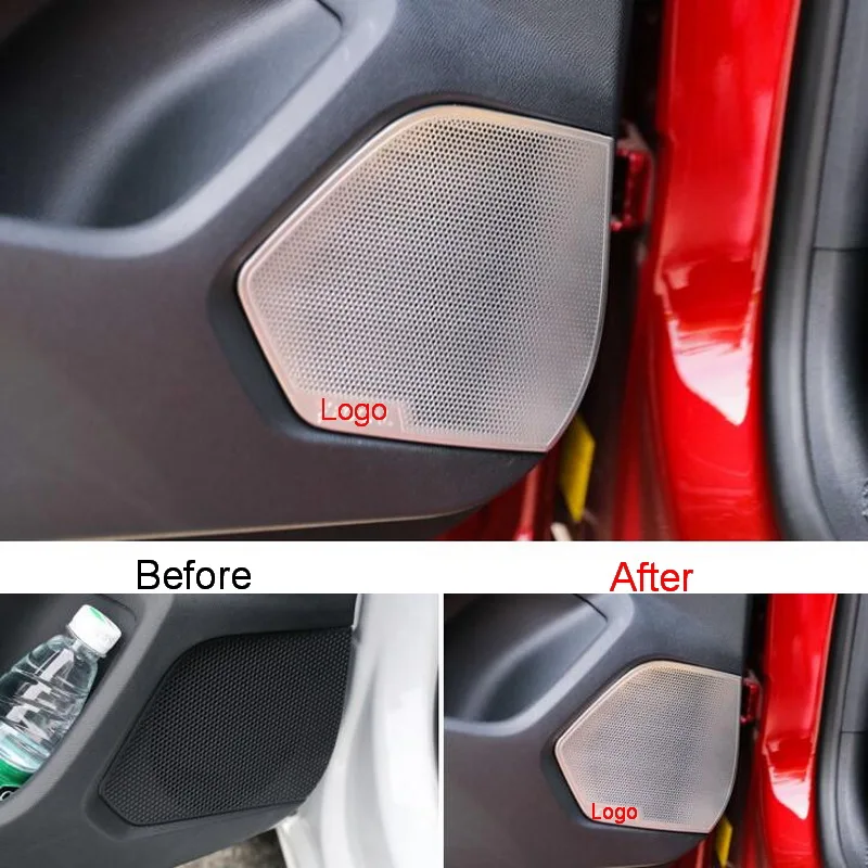 Защитные накладки на дверные динамики салона автомобиля Tonlinker для Peugeot 508L 2018-19 Стиль 4 шт. Нержавеющая сталь.