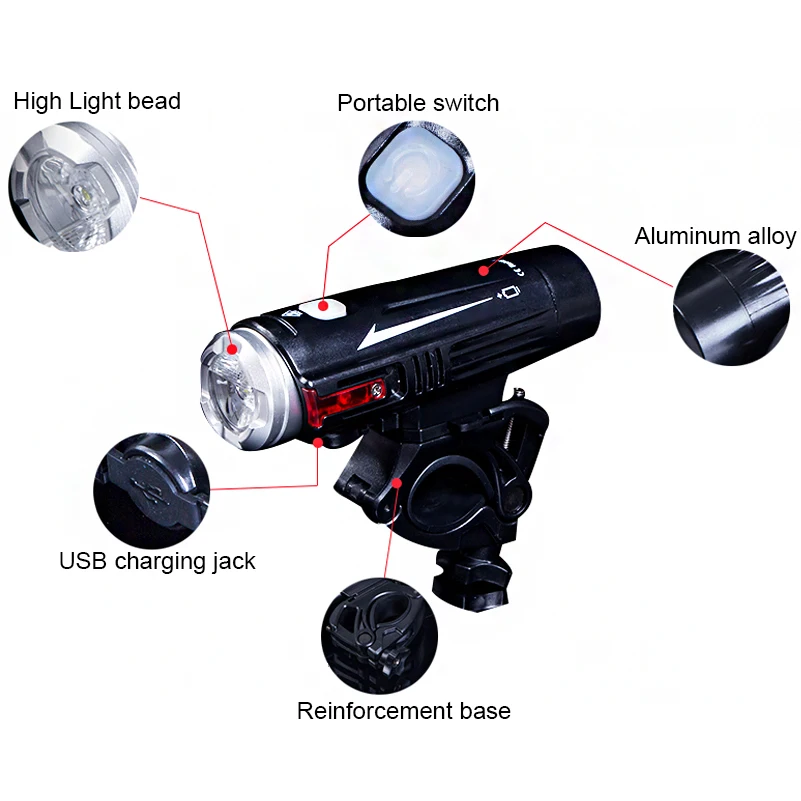 

WEST BIKING USB Rechargeable Bicycle Front Light Bike Super Bright Cycling Waterproof Torch Double Spot Lamp LED Safety Light