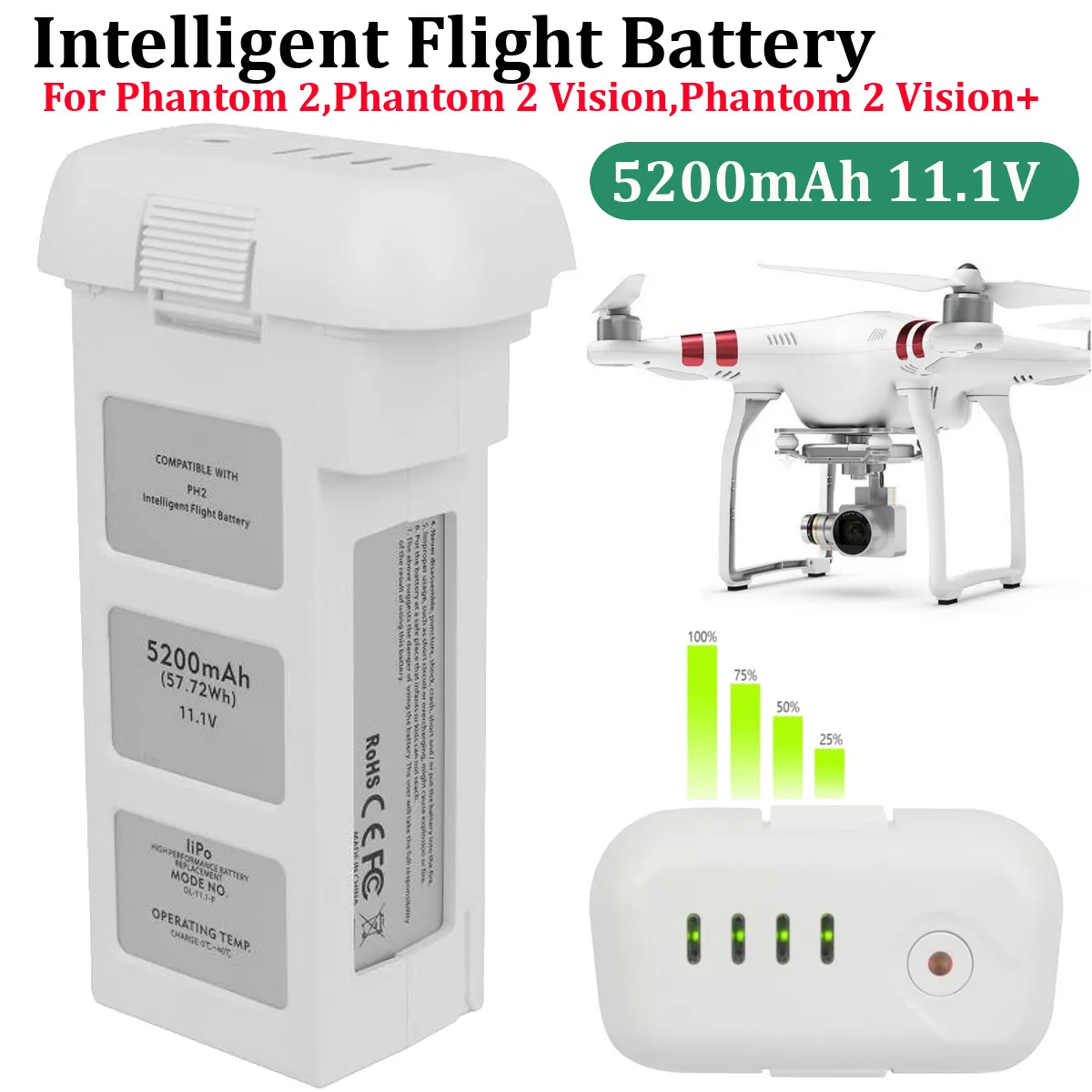 5200mA Подлинная интеллектуальная летная батарея DJI Phantom 2 3 15,2 в, LiPo 4S 856678P потребительская электронная батарея для дрона Новинка