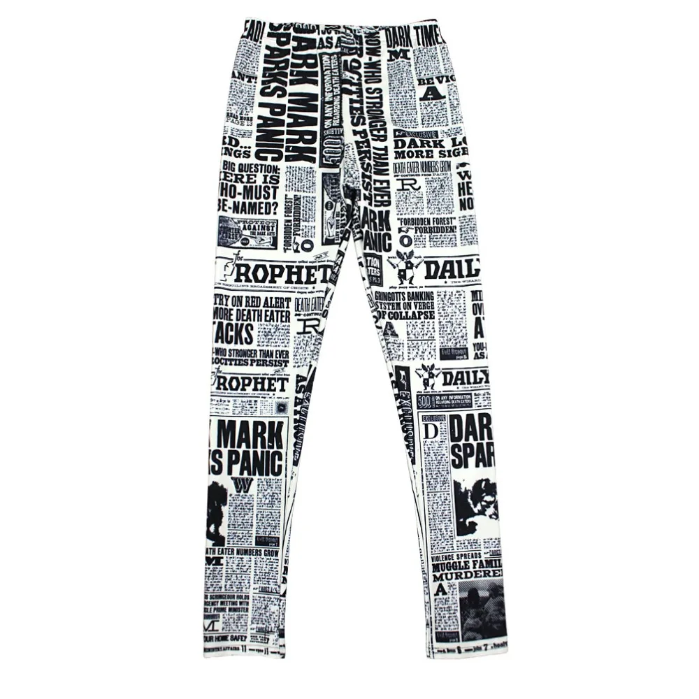 

Elastic Casual Pants 3D Digital Printing English newspapers Pattern Women Leggings 7 sizes Fitness Clothing Free Shipping