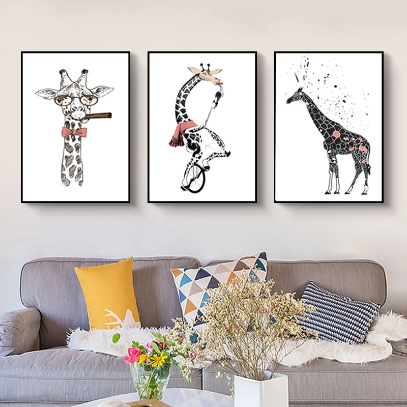 Озорной Жираф животных печати плакаты холст картины скандинавский питомник поп