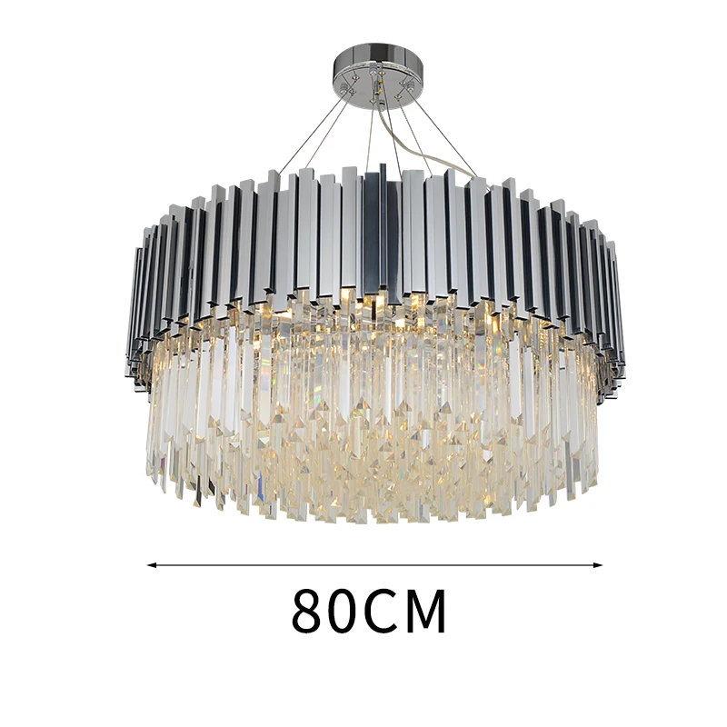 dia 80cm silver Маленькая круглая Золотая кухонная люстра, современная роскошная хрустальная лампа k9 для столовой, роскошная хромированная Подвесная лампа для фойе - Цвет абажура: dia 80cm silver