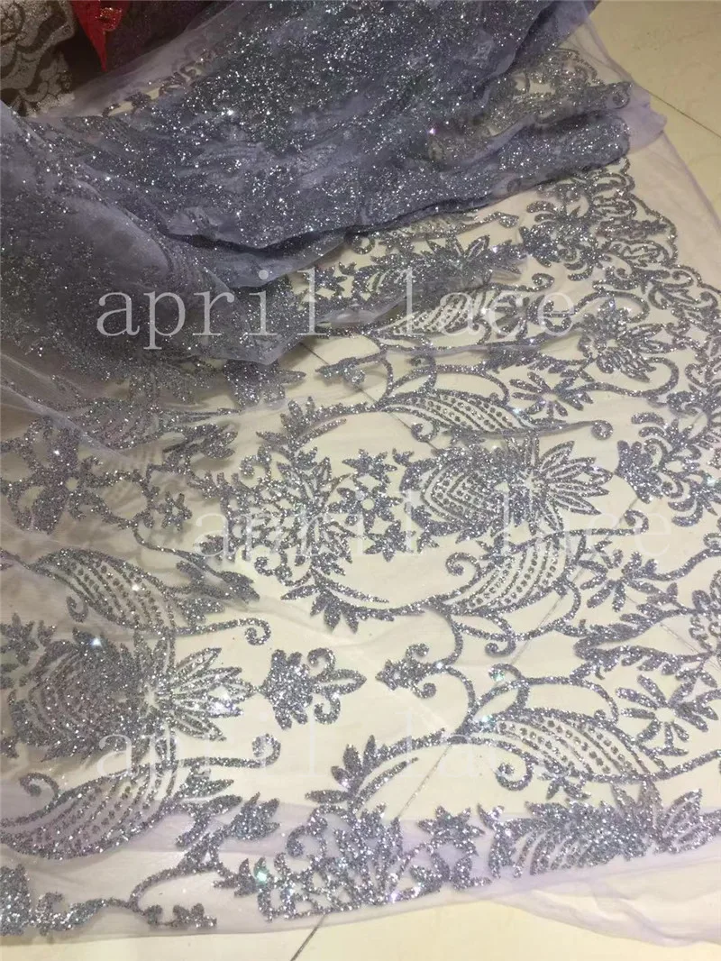 5yards new dobby bzh05 # color 54-064 hand print glitter mesh tulle lace fabric for sawing wedding dress |