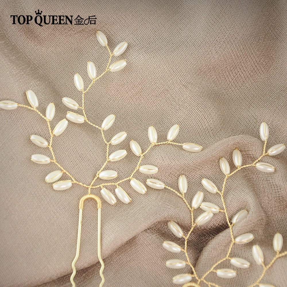 TOPQUEEN HP173 элегантные свадебные аксессуары золотые шпильки для свадебной прически с жемчугом для вечерней вечеринки Быстрая Свадебный шиньон