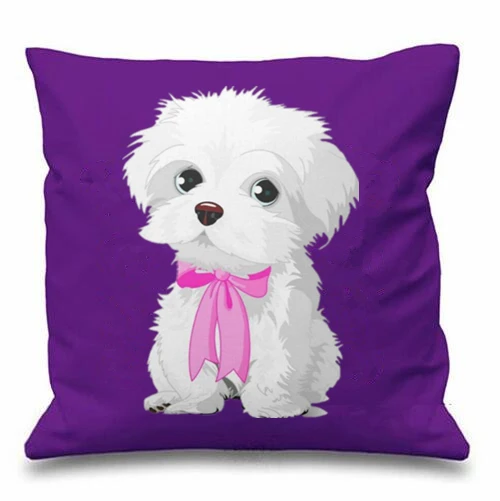 Прекрасный фермы собака Чехлы Симпатичные Мальты с розовым бантом Подушка Чехол