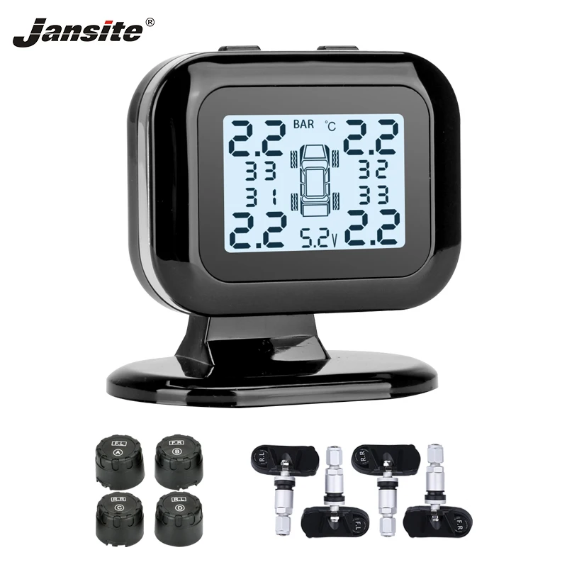 Jansite Автомобильная TPMS система контроля давления в шинах цифровой дисплей с микро USB зарядным интерфейсом Автоматическая охранная сигнализация s