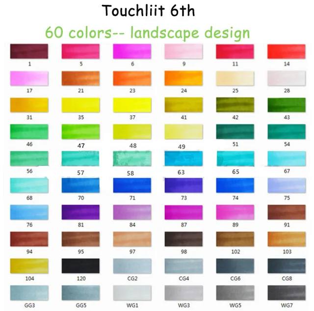 60 landscape design Touchliit спиртовые двойные художественные маркеры аниме архитектура 30 40 60 80 цветов ландшафтный дизайн интерьера профессиональные маркеры графические ручки для рисования - Цвет: 60 landscape design