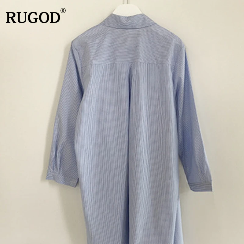 Женское облегающее платье RUGOD в полоску с длинным рукавом и высокой талией