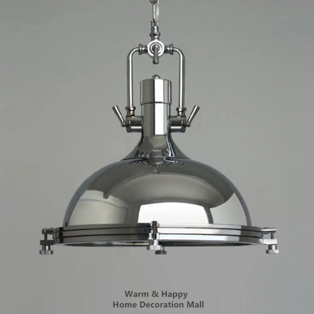 Металлический промышленный хромированный подвесной светильник кантри