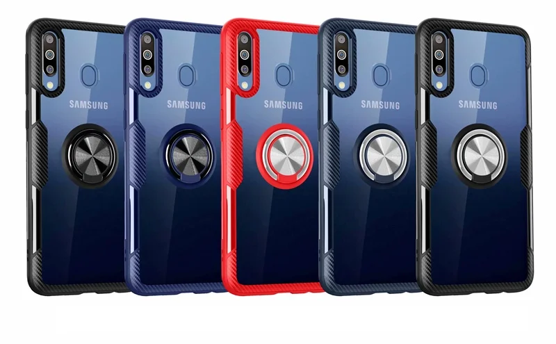 Чехол для samsung Galaxy M10 M20 M30 A10 A20 A30 A40 A50 A70 чехол прозрачный противоударный кольцо на палец, функцией подставки и магнитной защелкой чехол kimTHmall