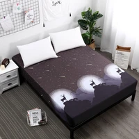 floral printed fitted sheet cartoon mattress cover with all around elastic rubber band plant style bed sheet