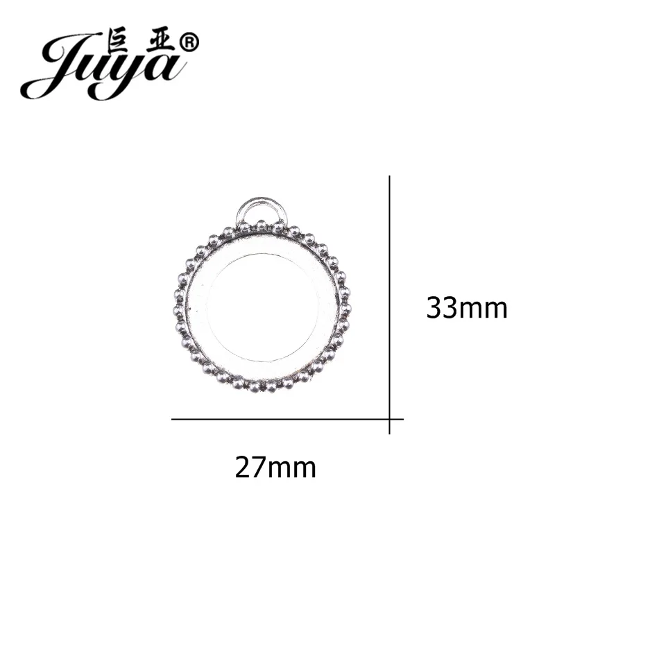 

4pcs/lot Round Hollow Cabochon Base Trays Bezel Fit 25mm Round Cameo Glass For Pendant Necklace DIY Making Fashion Accessorie