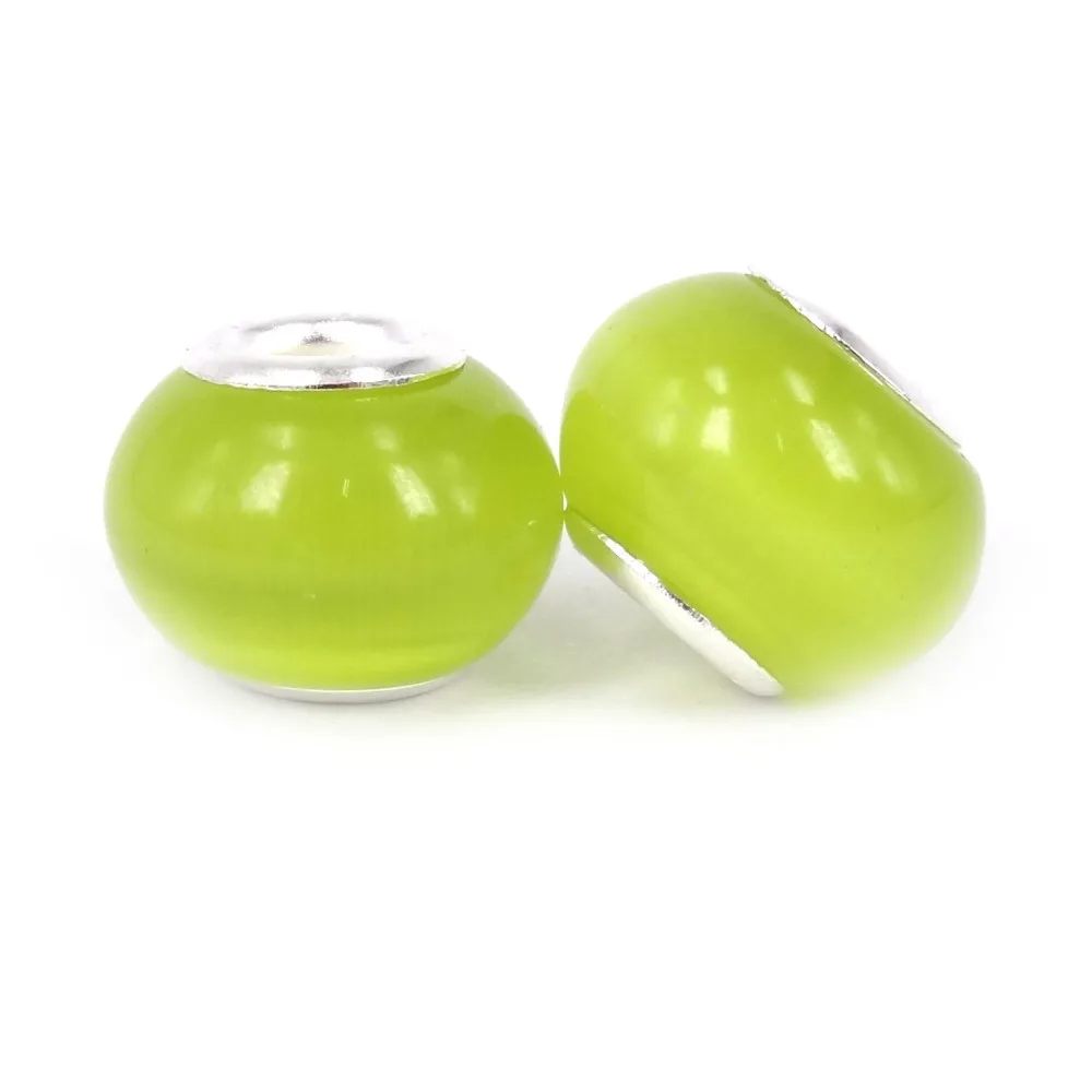 Оптовая продажа 100 шт./лот перидот зеленый кошачий глаз Европейские Бусины Мурано