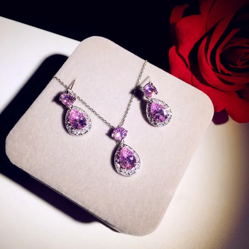 Комплект ювелирных изделий для женщин однотонные 925: Серебряный розовый