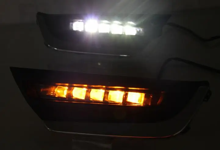 Высокий матч для Honda CRV CR-V светодиодный DRL вождения дневного света Противотуманные лампы с желтым очередь стиль сигнала реле