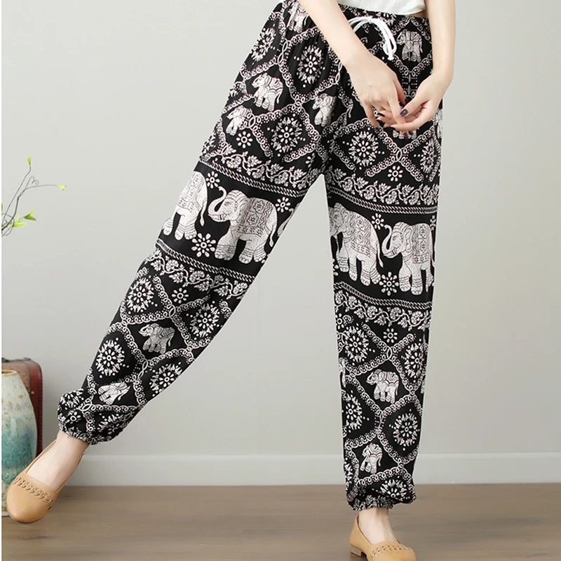 Осенние свободные пляжные брюки с высокой талией и эластичной резинкой на талии