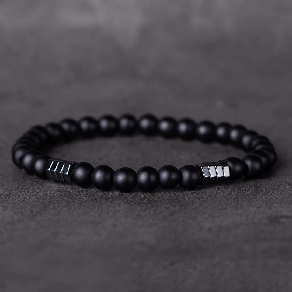 Новый тренд мужской натуральный камень beads бусины браслеты простой стиль черные