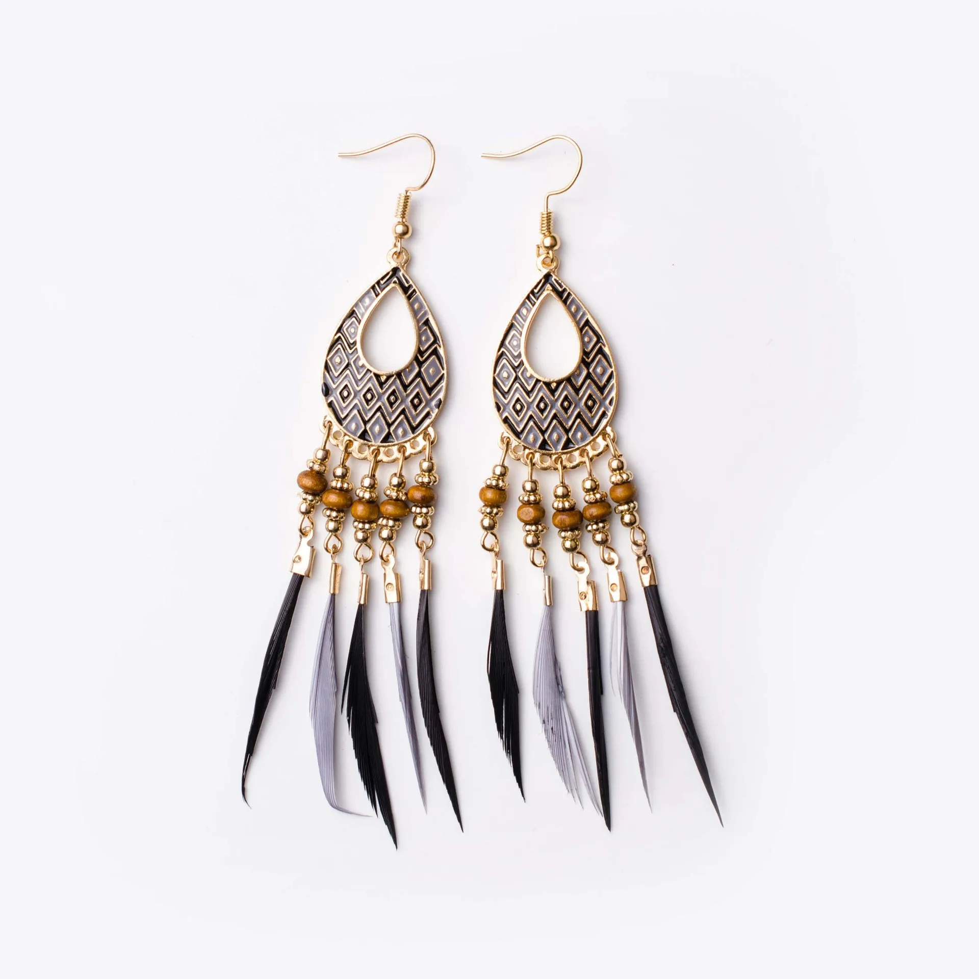 Vonne Feather earrings fashion earing for women 2018 bling Trendy Stainless Steel | Украшения и аксессуары