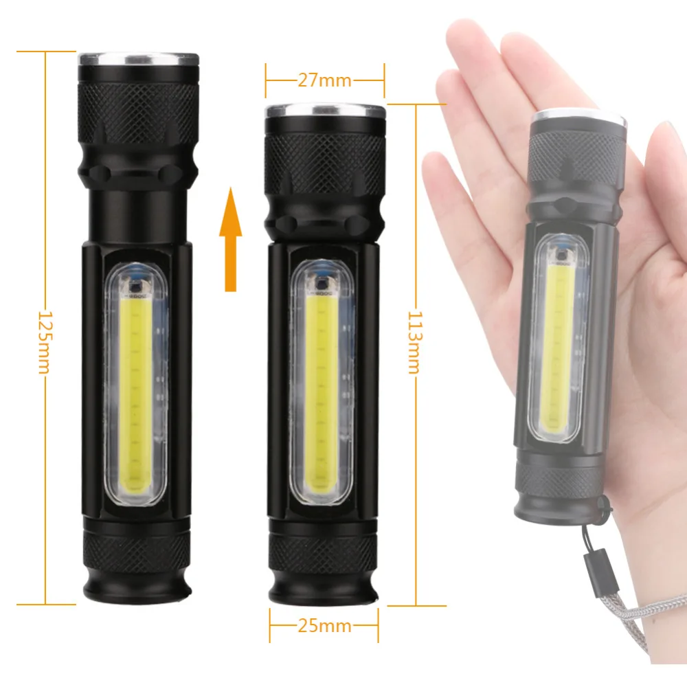 Lumiparty USB Перезаряжаемый 5000lm COB T6 светодиодный фонарик с магнитом XM L удобный