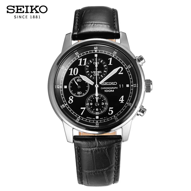SNDC33J1 Оригинальные кварцевые часы Seiko 5 с солнечной энергией, светящиеся стрелки, календарь, кожа, сарпса, деловые модные часы, глобальная гарантия - Цвет: SNDC33J1
