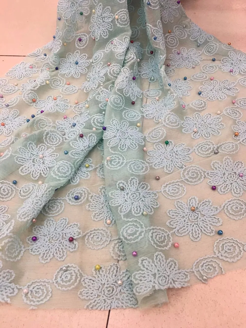 Гипюрное кружево для отделки Высококачественная африканская Тюлевая кружевная