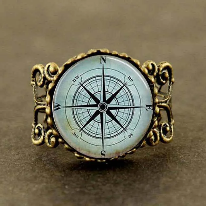 Золотое кольцо с компасом из фильма США Новинка 1 шт./лот ветровая Роза в стиле